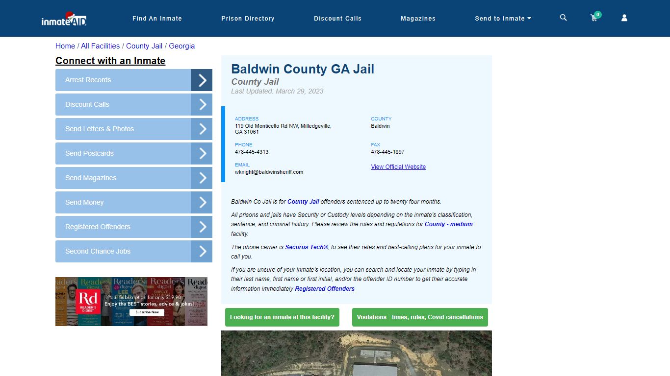 Baldwin County GA Jail - Inmate Locator - Milledgeville, GA